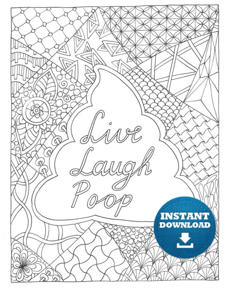 Instant Download Poop Coloring Page Funny Adult Coloring | Etsy