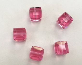 5601 Swarovski® 8mm Cube - Rose - Pkg of 6 pieces