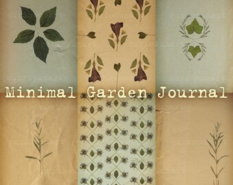 Minimal Garden journal ~ Journal Kit, Printable Journal Kit, Shabby Junk Journal Kit, Scrapbooking, gardening DIY journal