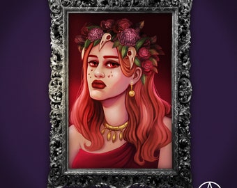 Persephone the Greek queen of the Underworld surreal print ~ goth wall interior ~ gothic decoration ~ dark art ~ Curiosum Art