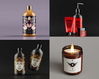 Product label design service, custom label design, cosmetic label, candle label, label design development