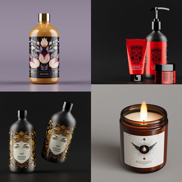 Product label design service, custom label design, cosmetic label, candle label, label design development