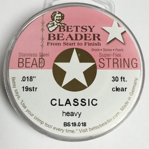 Betsy Beader Beading Wire 19 Strand .018&quot; - 30 Foot Spool - S003