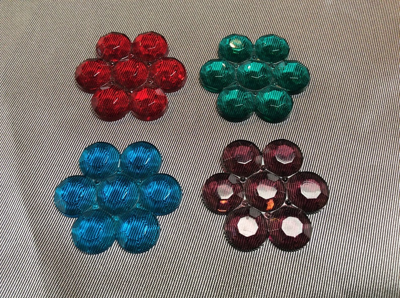 6pieces #844 Flat back glass flowers