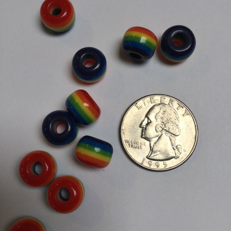 LargeHole Plastic Rainbow Beads 18 Pieces 738 Etsy
