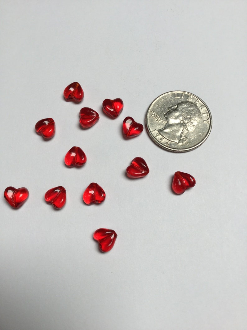 Glass Heart Beads 50 Pieces 366 Etsy