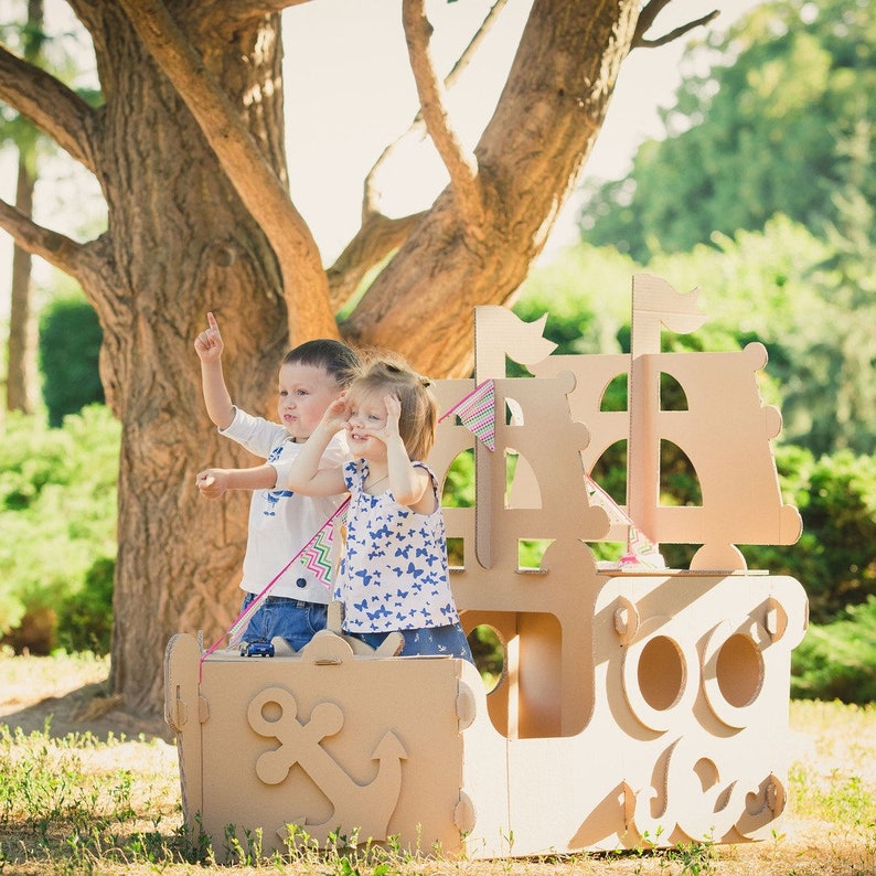 Personalized Pirate Ship for Pirate Party. Cardboard Pirate ship playhouse. image 8