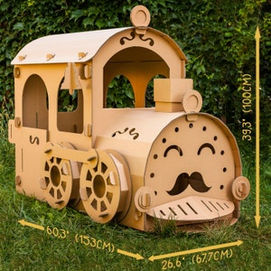 Personalized Train playhouse. Cardboard locomotive playhouse. Cardboard train playhouse image 4