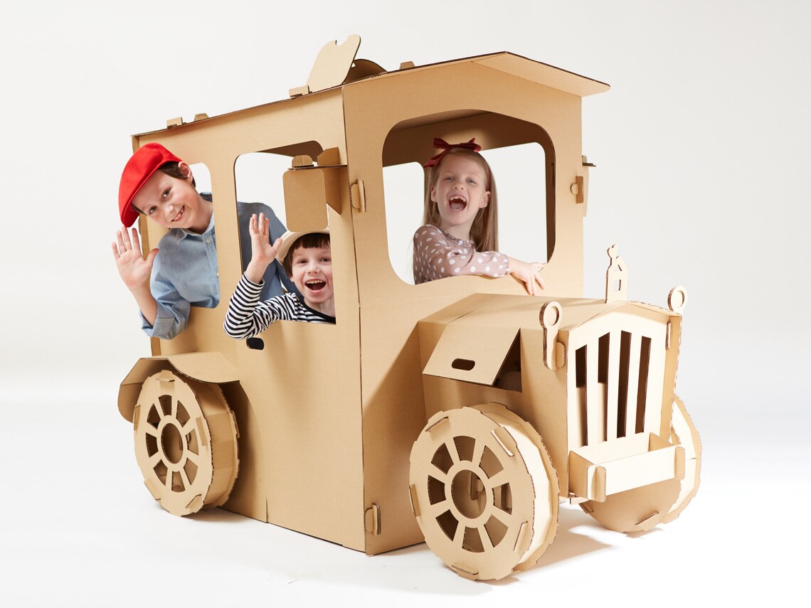 Cardboard Playhouse Big Car. Retro Vehicle Playhouse. Etsy