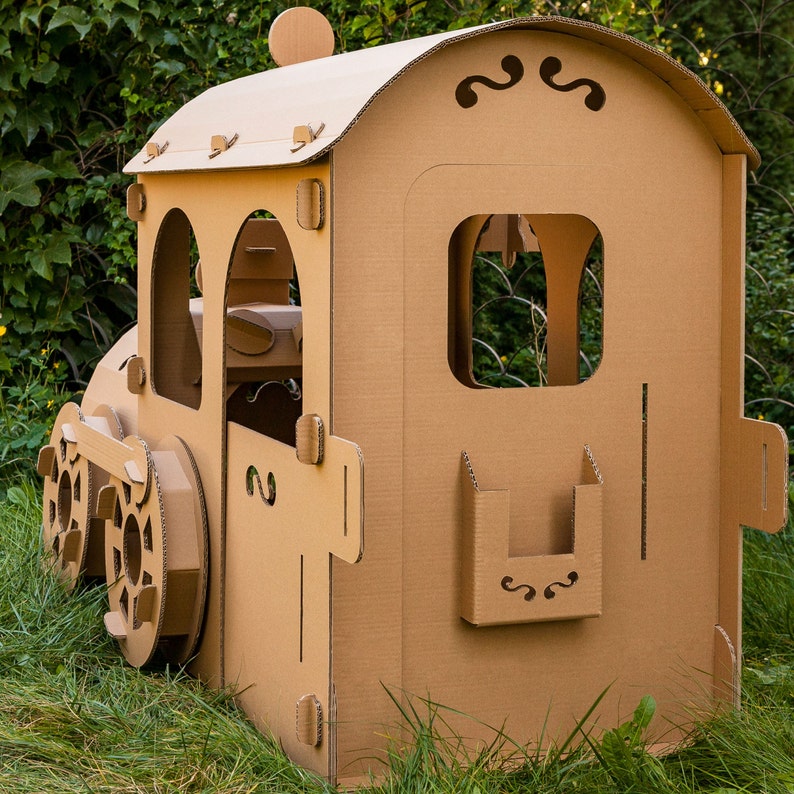 Personalized Train playhouse. Cardboard locomotive playhouse. Cardboard train playhouse image 6