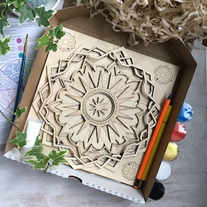 Mandala SUCCESS painting kit, Wooden Mandala paint kits for adults, Diy kit for birthday gift, Happy birthday box, Mandala Dotting Kit