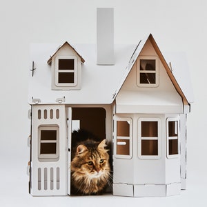 Fortaleza para el gato. Cartón Cat House Con Balcons