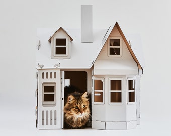 Custom Cat furniture. Personalized Cardboard Cat House