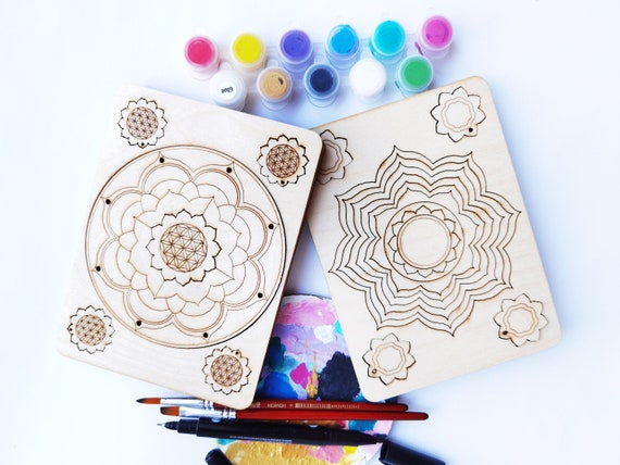 Small Mandala ART Painting Kit, Wooden Mandala Paint Kits for