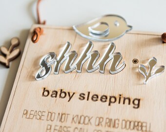 Personalised Baby Sleeping Sign, Don't Ring Doorbell, Front Door Sign, Do Not Disturb Sign, Baby Shower Gift
