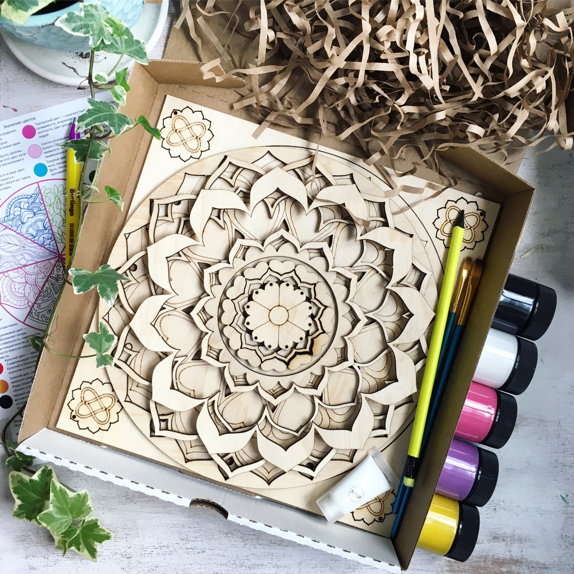 Mandala LOVE painting kit Wooden Mandala paint kits for Etsy