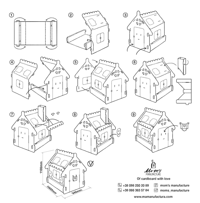 Personalized Cardboard playhouse. Creative Crafts Playhouse for kids. The best toy for creative children image 4