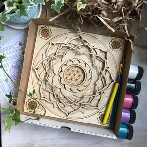 Kit di pittura Mandala ART, kit di pittura Mandala in legno per adulti, kit fai da te per regalo di compleanno.