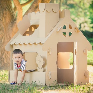 Personalized Cardboard playhouse. Creative Crafts Playhouse for kids. The best toy for creative children image 5