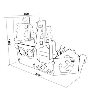 Personalized Pirate Ship for Pirate Party. Cardboard Pirate ship playhouse. image 9