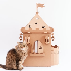 Fortaleza para el gato. Cartón Cat House Con Balcons