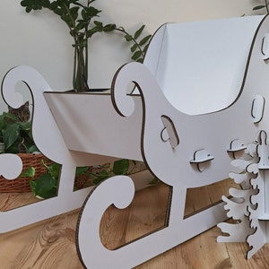 Trineo navideño de cartón, trineo de Papá Noel, trineo, trineo vintage. Decoración para Helloween. Decoración para Navidad o Año Nuevo