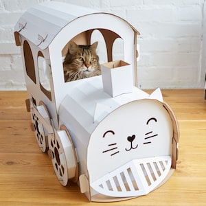 Fortaleza para el gato. Cartón Cat House Con Balcons