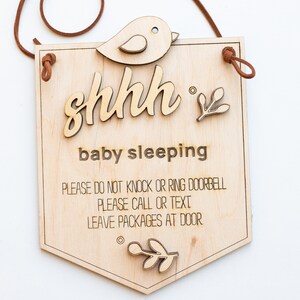Baby Sleeping Holzschild – 'Don't Ring Doorbell', 25,4 X 12,7 Cm, Mit Aufhängeseil, Für Tür & Wand