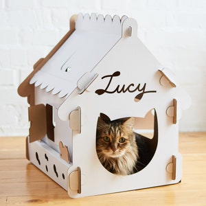 Fortaleza para el gato. Cartón Cat House Con Balcons