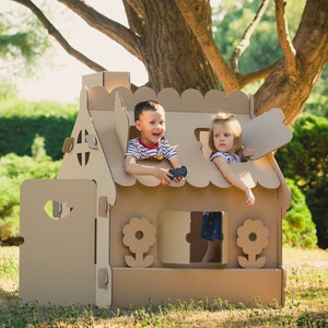 Personalized Cardboard playhouse. Creative Crafts Playhouse for kids. The best toy for creative children image 10
