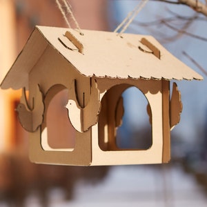 Cartón Bird House Archivos cortados con láser / Descarga digital / Cdr / Dxf / Svg / Ai / Pdf / Eps