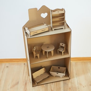 Casa de muñecas. Casa de muñecas de cartón. Diseño de onda