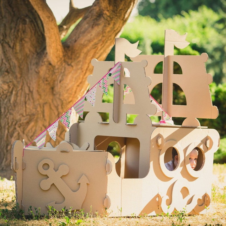 Personalized Pirate Ship for Pirate Party. Cardboard Pirate ship playhouse. image 5
