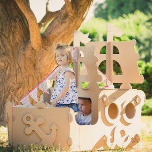 Personalized Pirate Ship for Pirate Party. Cardboard Pirate ship playhouse. image 10