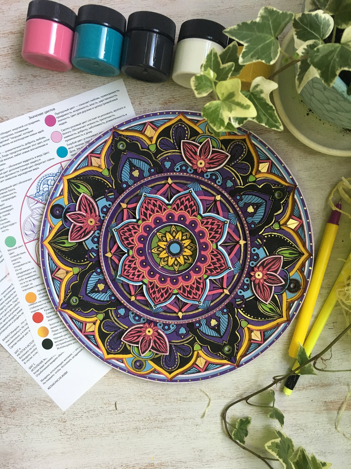 Mandala HAPPINESS Painting Kit Wooden Mandala Paint Kits for Etsy