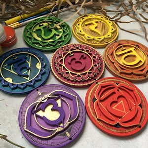 Chakra Art Kit | Wooden Chakras Painting for Balance | Meditation & Creativity | Wooden Chakra Art