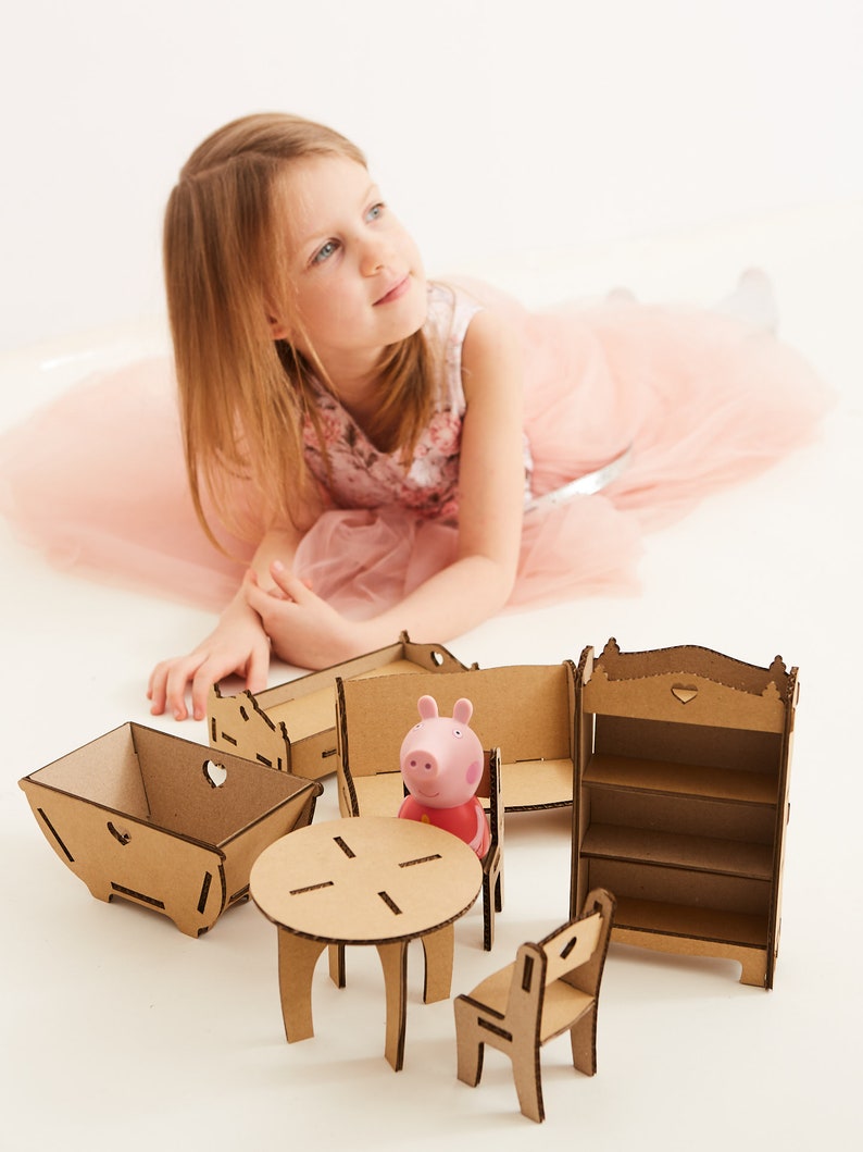 Modern dollhouse furniture. Cardboard Toy Dollhouse Furniture Etsy