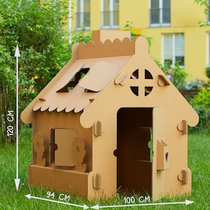 Personalized Cardboard playhouse. Creative Crafts Playhouse for kids. The best toy for creative children image 3