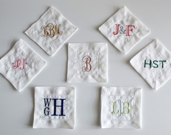 Personalized Cocktail Coaster Linen Napkin with Monogram Custom Hostess Gift