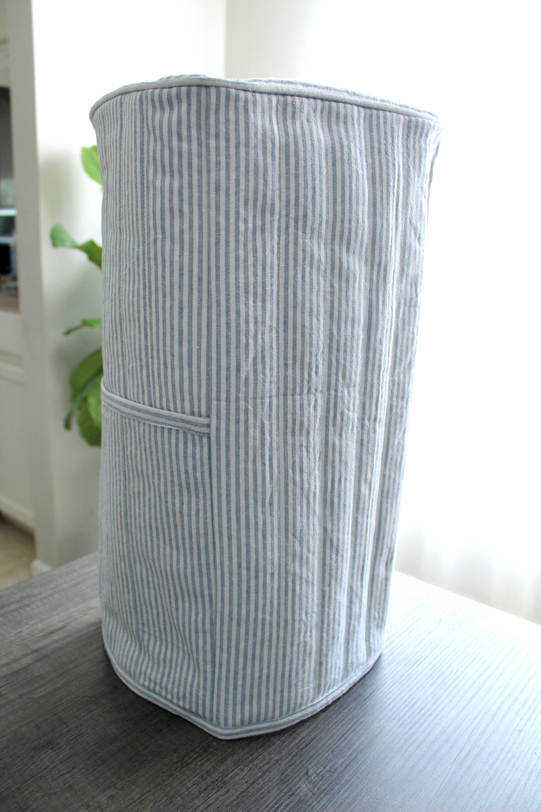 Quilted Linen Stripe Blender Cover Vitamix Dust Cover With Pocket Etsy
