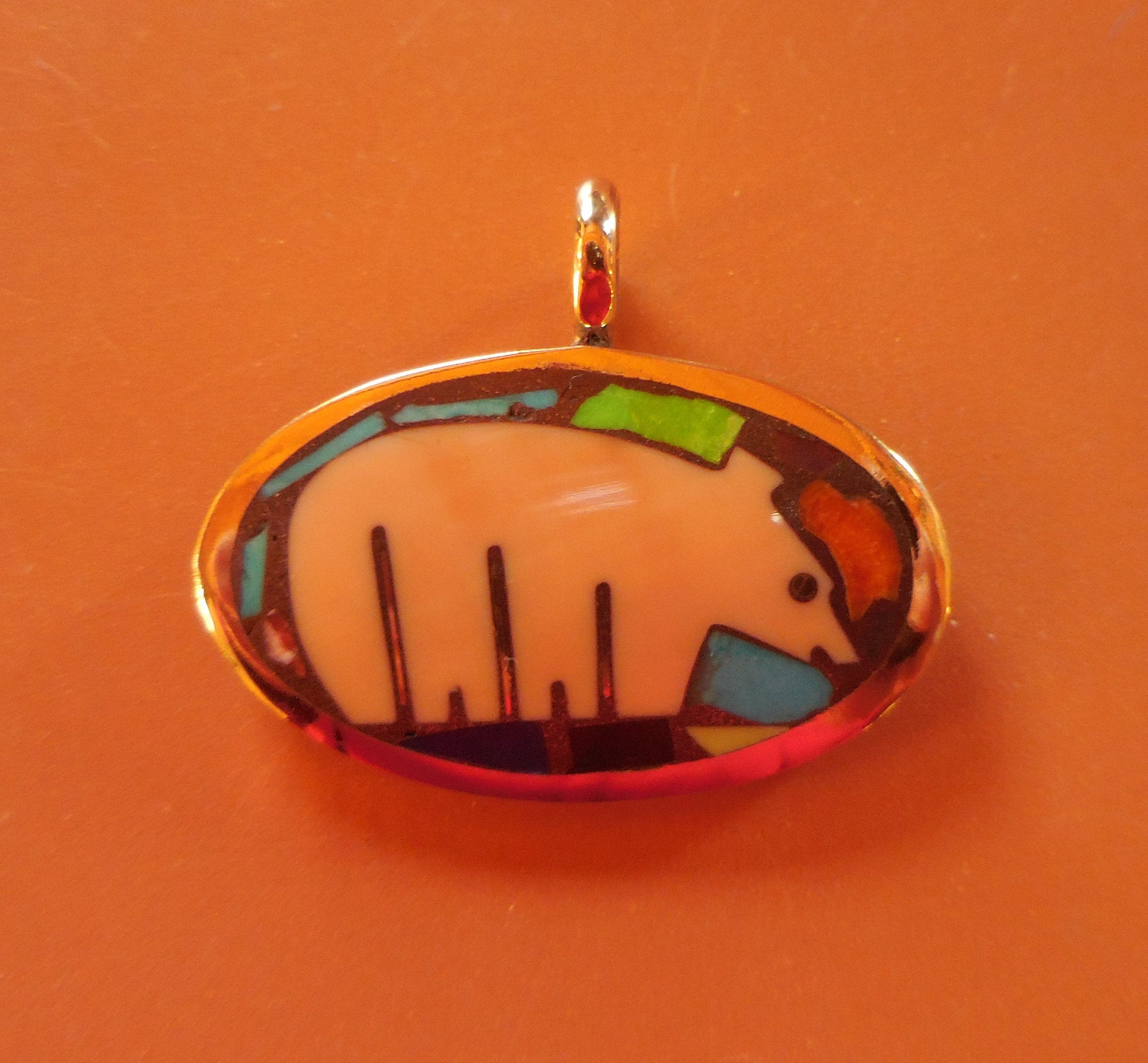 Bear Pendant in Bronze, Imperial Volute Shell Bear, Southwest Jewelry ...