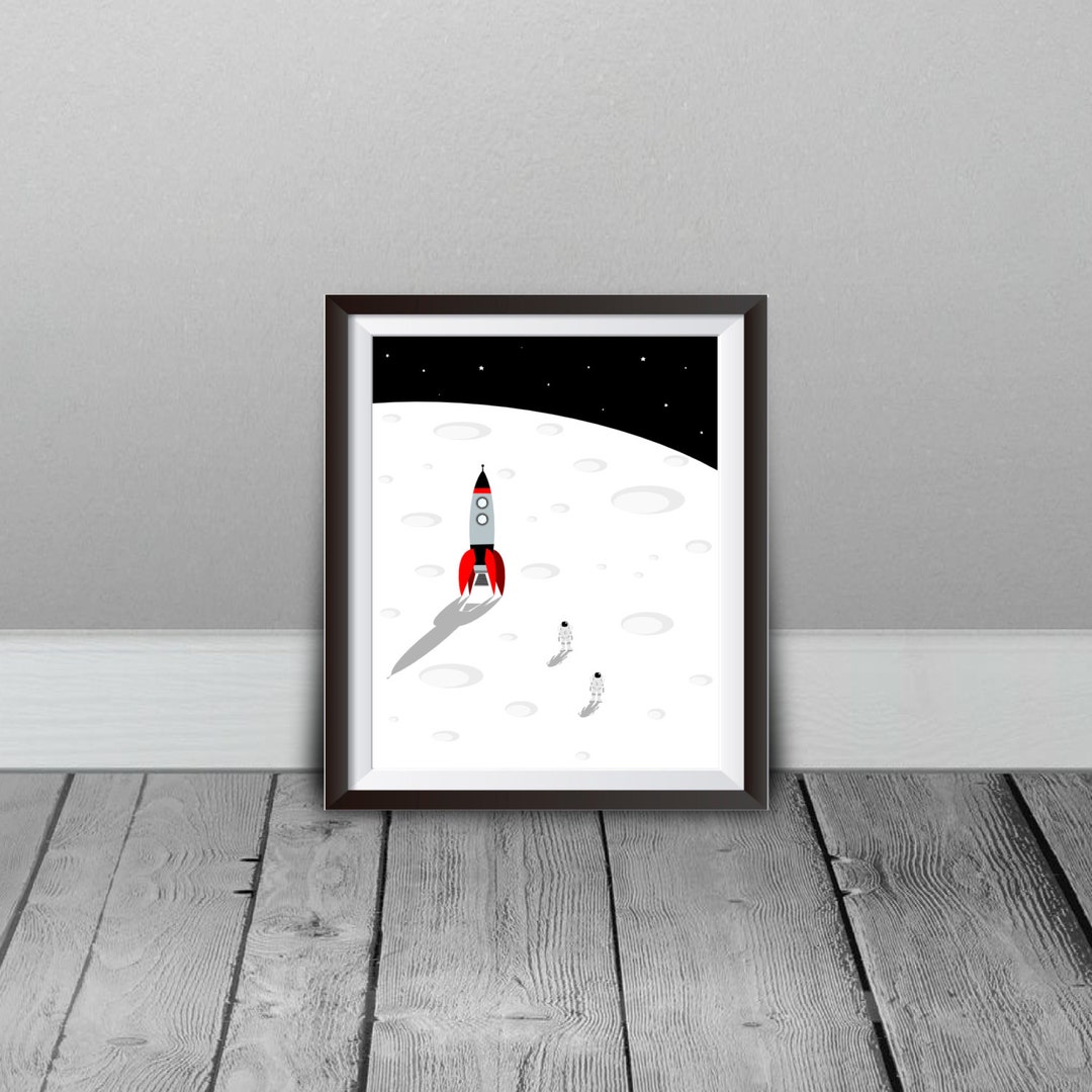 Moon Rocket and Astronauts Instant Download Wall Decor - Etsy