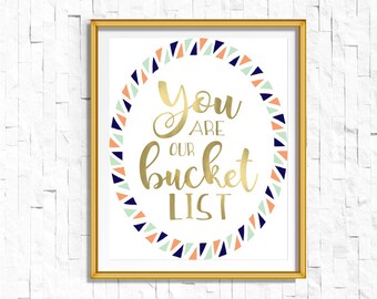 Printable You are Our Bucketlist Nursery Print| Tribal Boho Coral Navy | Bohemian Nursery Decor Wall Art Printable | Mint | Bodhi