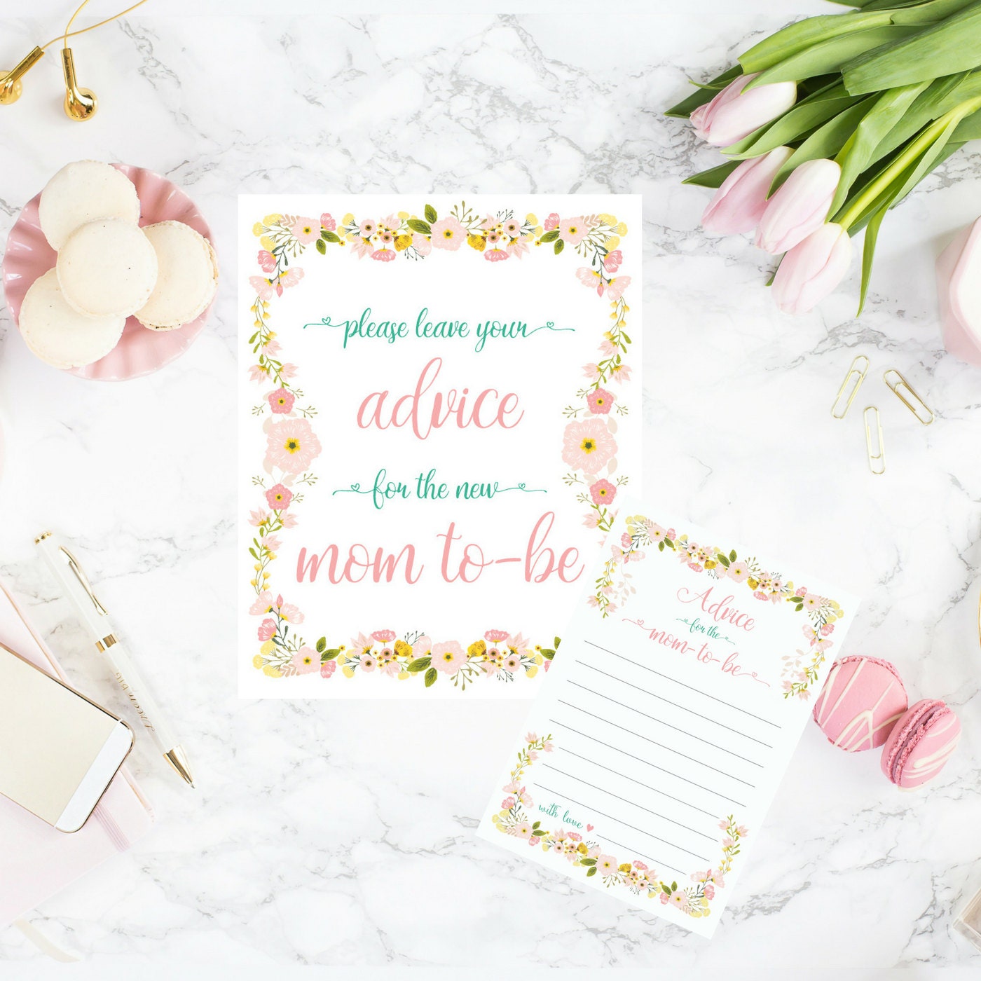 DIY PRINTABLE Advice for Mom to Be Sign and Advice Cards | Etsy
