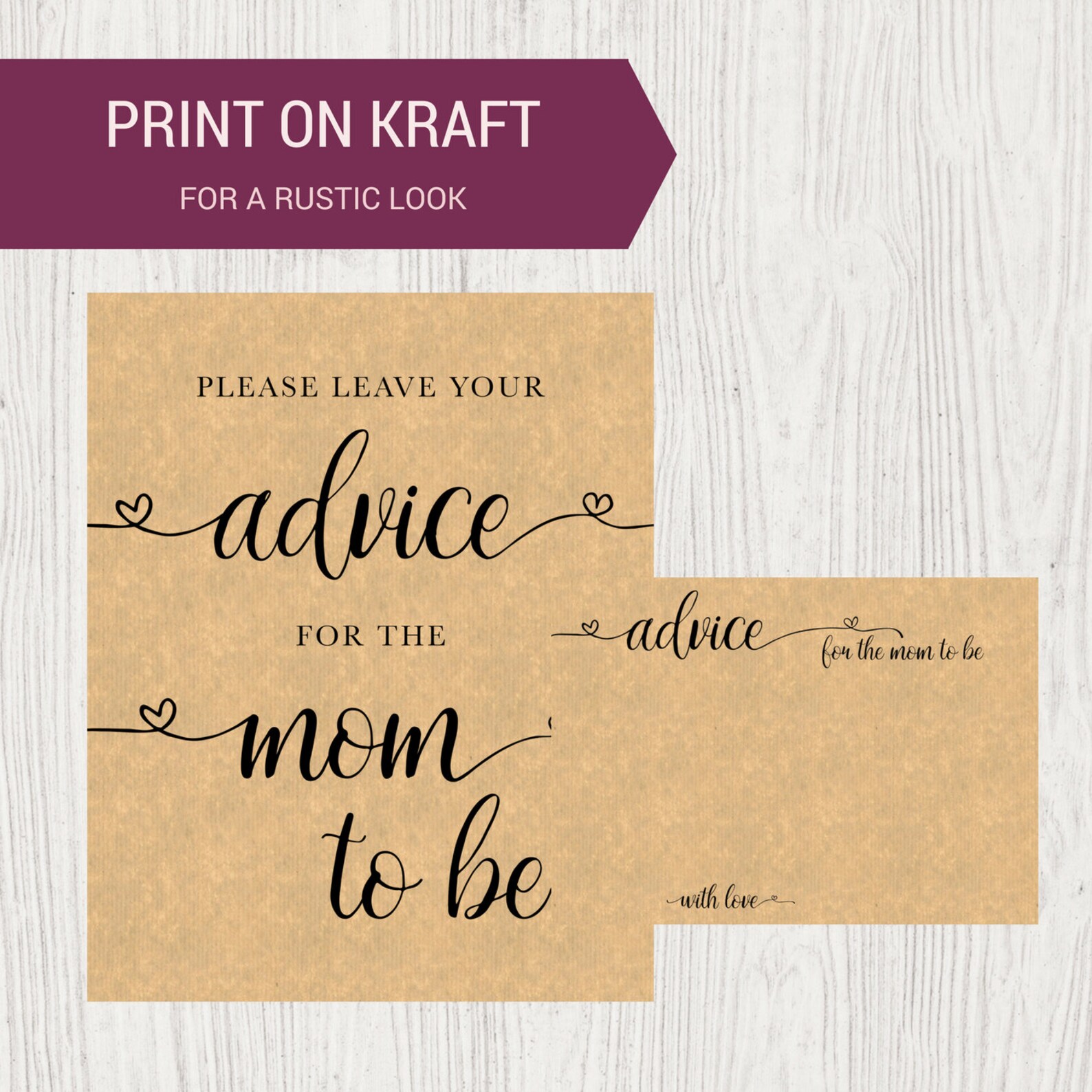 DIY PRINTABLE Advice for Mom to Be Sign and Advice Cards | Etsy