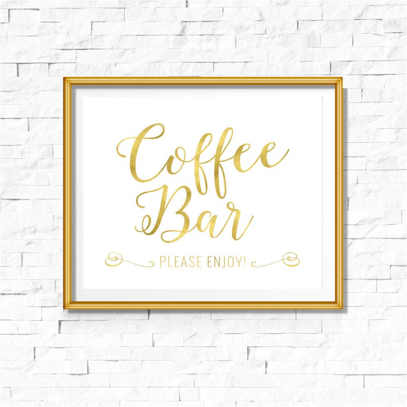 Diy Printable Gold Coffee Bar Sign Instant Download Wedding Etsy