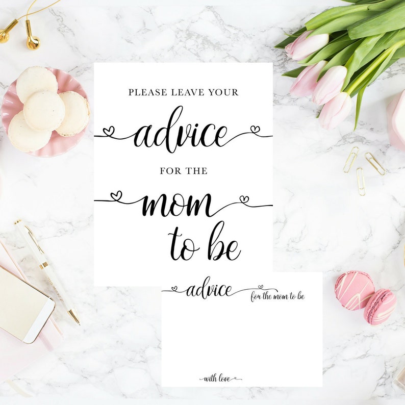 DIY PRINTABLE Advice for Mom to Be Sign and Advice Cards | Etsy