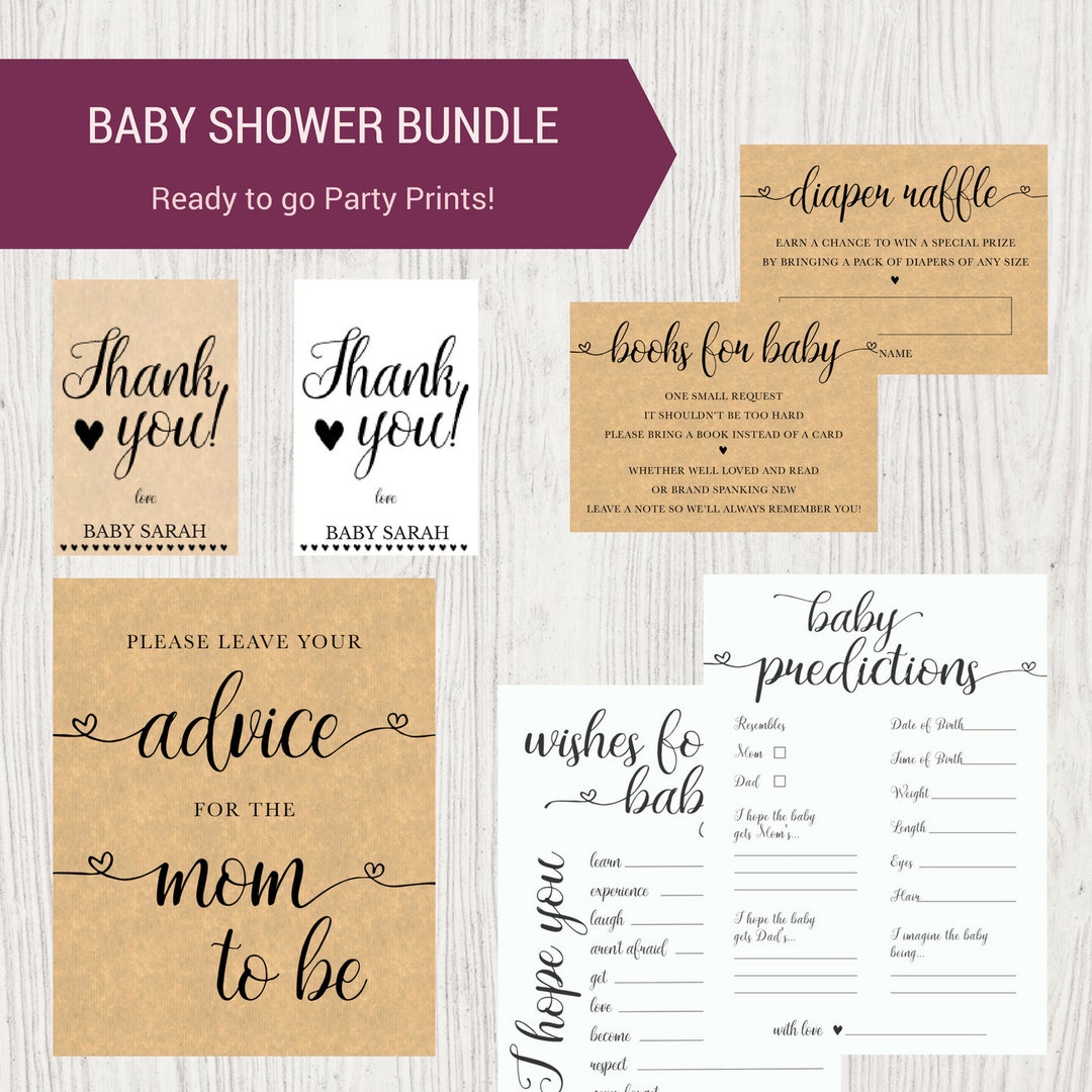 HUGE Printable Baby Shower Bundle Baby Shower Sign Calligraphy Signs ...