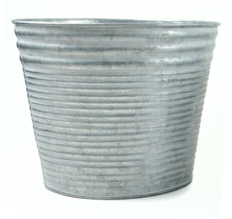 Pail Galvanized Tin Container Round Medium Floral Container Fairy Garden Miniature Tin 50940MDI Planter Towel Holder Basket Bucket