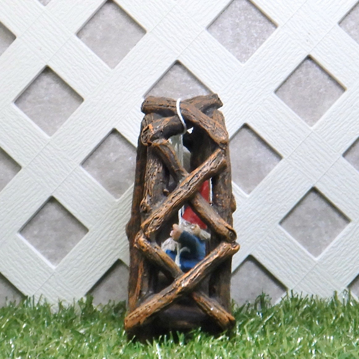 Miniature Garden Gnome on Swing Fairy Garden Miniatures Tree | Etsy